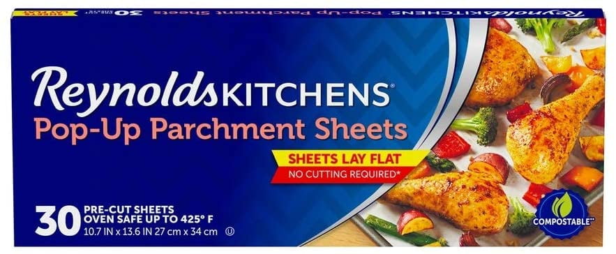 Kitchens Pop-Up Parchment Paper Sheets 30 Count 10.7x13.6 Inch