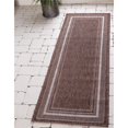 thumbnail image 2 of Unique Loom Outdoor Border Solid Tonal Rug 2' x 6' Runner Brown/Beige, 2 of 2
