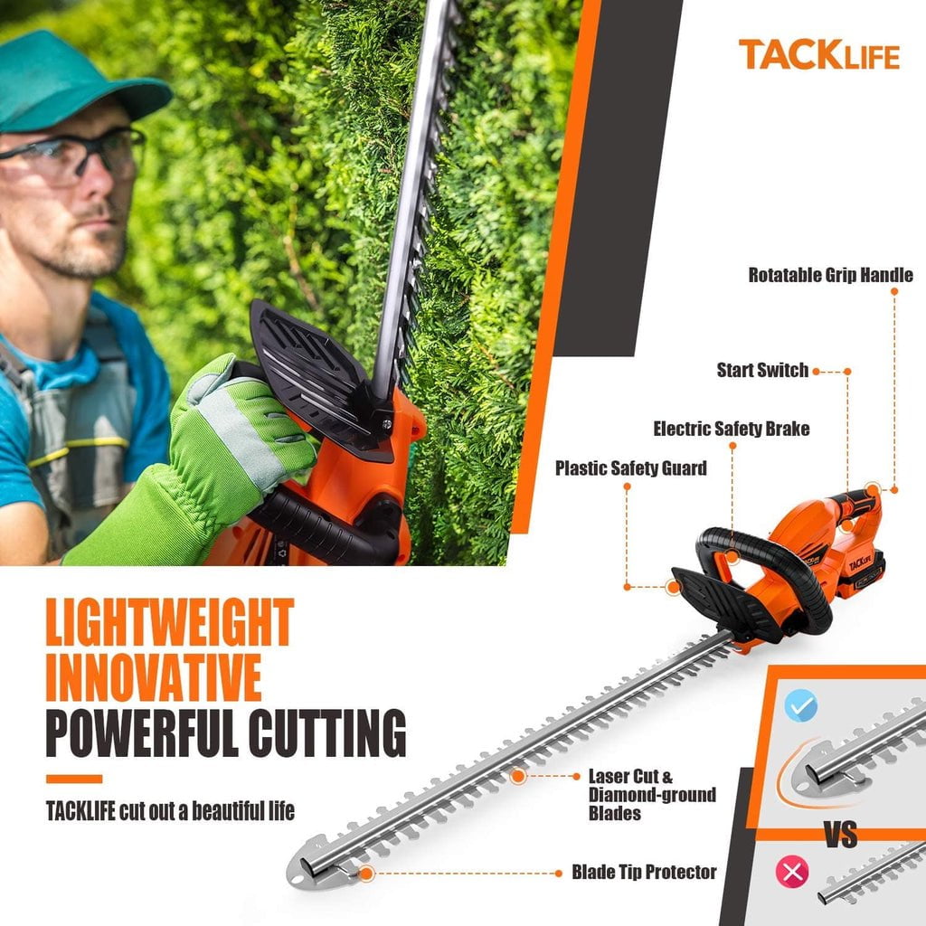 TACKLIFE Hedge 22 Inch Hedge 20V Battery and Charger Included Rotating Rear Handle DHT1A Walmart