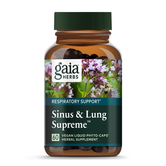 Gaia Herbs Sinus & Lung Supreme - Lung Support Supplement for Respiratory Health - Sinus Support -Vegan, Gluten-Free & Dairy Free - Plant-Based Formula - 60 Capsules
