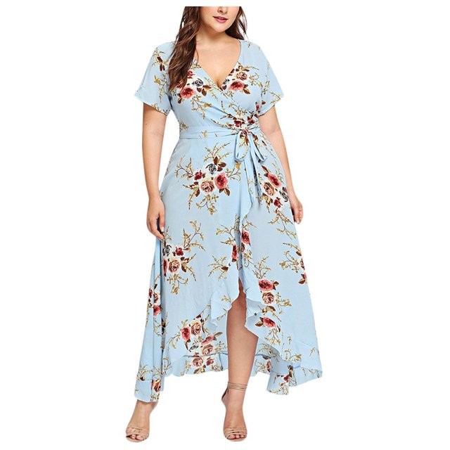 Cardigan Français pour Femmes Grande Taille Manches Courtes Imprimé Robe Maxi une Pièce,TG