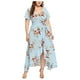 thumbnail image 1 of Vestido largo de una pieza con estampado de manga corta y talla grande para mujer, XL ER, 1 of 5