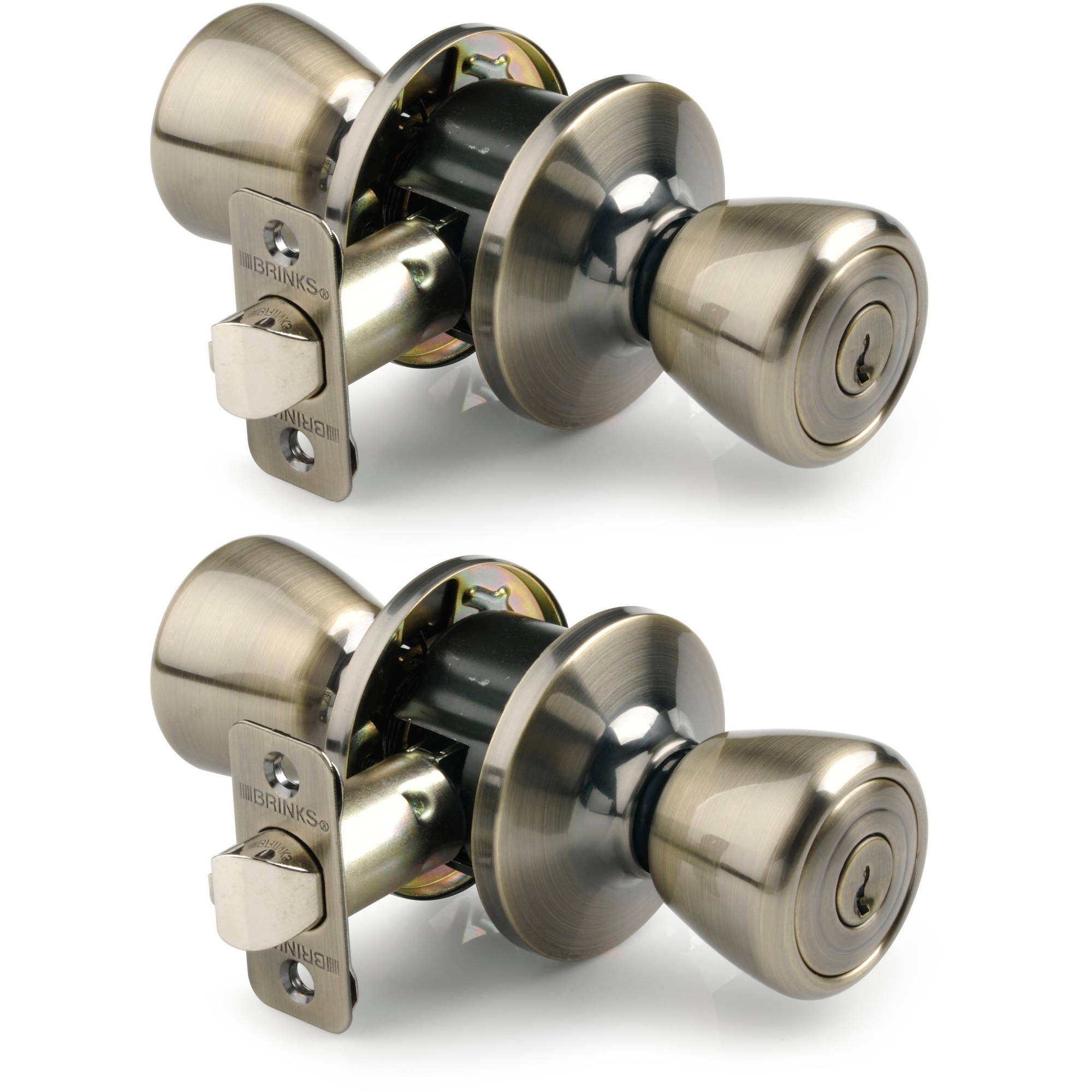 Brink S Keyed Entry Tulip Door Knob 2 Pack Antique Brass Finish