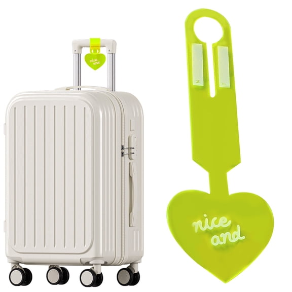 YAZHPA 4pcs Love Heart Shaped Fluorescent Transparent Luggage Tags, Travel Backpack Hang Tags, Vacation Cruise Train Airplane Boarding Pass Accessories, for Luggage,Handbags,Handbags