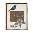 thumbnail image 3 of Stupell Industries Colorado State Flower & Bird Detailed Flower Pattern Graphic Art Metallic Gold Floating Framed Canvas Print Wall Art, Design by Valentina Harper, 3 of 5