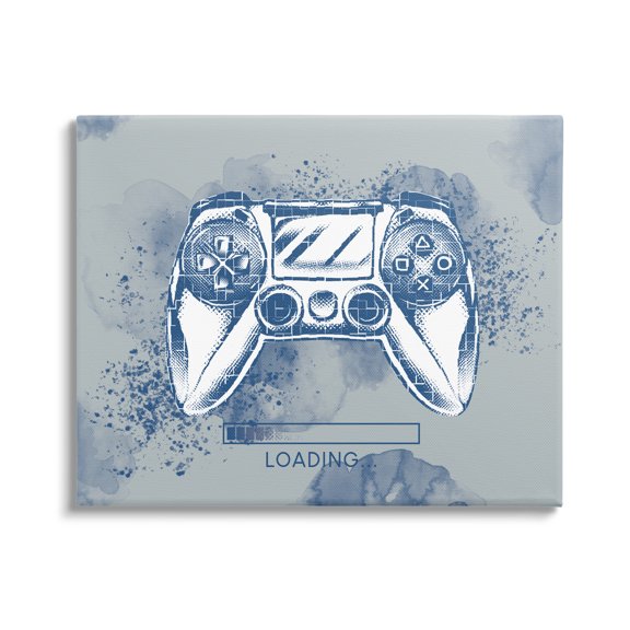 Stupell Industries Gaming Controller Retro Loading Symbol Blue Speckled , 30 x 24, Design by Ziwei Li