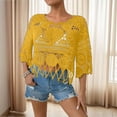 thumbnail image 5 of Women's Plain Fringe Trim Cut out Sheer Cover Up, Boho Scallop Trim 3/4 Sleeve Round Neck Cover up for Vacation, 5 of 5