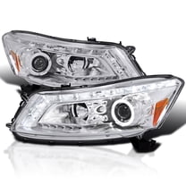 Spec-D Tuning Halo LED Turn Signal Chrome Housing Clear Lens Projector Headlights Compatible with 2008-2012 Honda Accord 4Door Sedan Left   Right Pair Headlamps Assembly