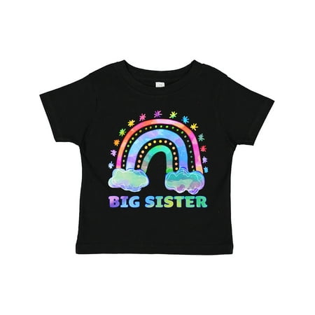 

Inktastic Big Sister Watercolor Rainbow with Clouds Gift Toddler Toddler Girl T-Shirt