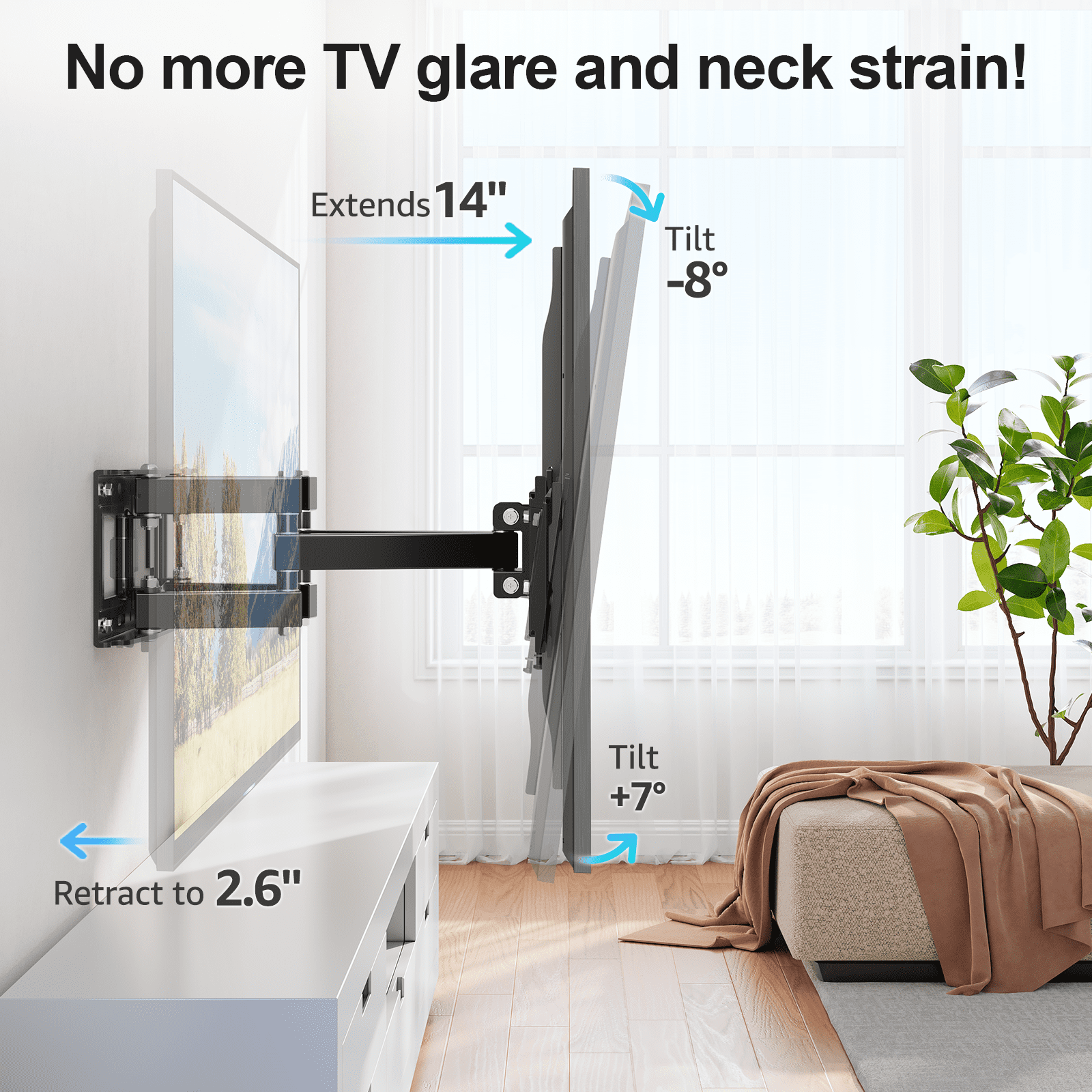 HOMOUNT Full Motion TV Wall Mount for 37-75 Inch TVs, Holds up to 99lbs, Wall Mount Bracket Max VESA 600x400mm, Fit 12" 16" Wood Stud