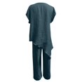 thumbnail image 5 of NMMUED Summer 2 Piece Sets for Women Side Button Shirts Wide Leg Pants Outfits Resort Wear Lounge Matching Suits Navy XXL, 5 of 6
