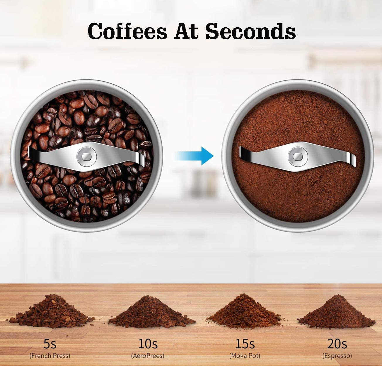ikan 200W Electric Coffee Grinder Stainless Steel Blades Press Touch Control Spice Grinder Mill Blender