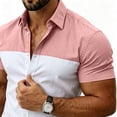 thumbnail image 6 of FRSASU Men's Casual Polo Shirt Short Sleeve Color Block Breathable Summer Golf Work Travel Beach Tops Pink, 6 of 7