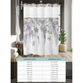 thumbnail image 6 of No Hook Shower Curtain with Snap in Liner Bauhinia Shower Curtain -Fabric Waterproof Inner Liner, Purple Flower Shower Curtains Washable 72"x96", 6 of 9