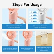 Misting Fan Portable Fan with Mist,Small Handheld Fan Rechargeable Fan,Water Spray Hand Held Fan Battery Operated,Mister Hand Fan Cooling Personal Fan,Travel Indoor Outdoor Women Kids, Pink