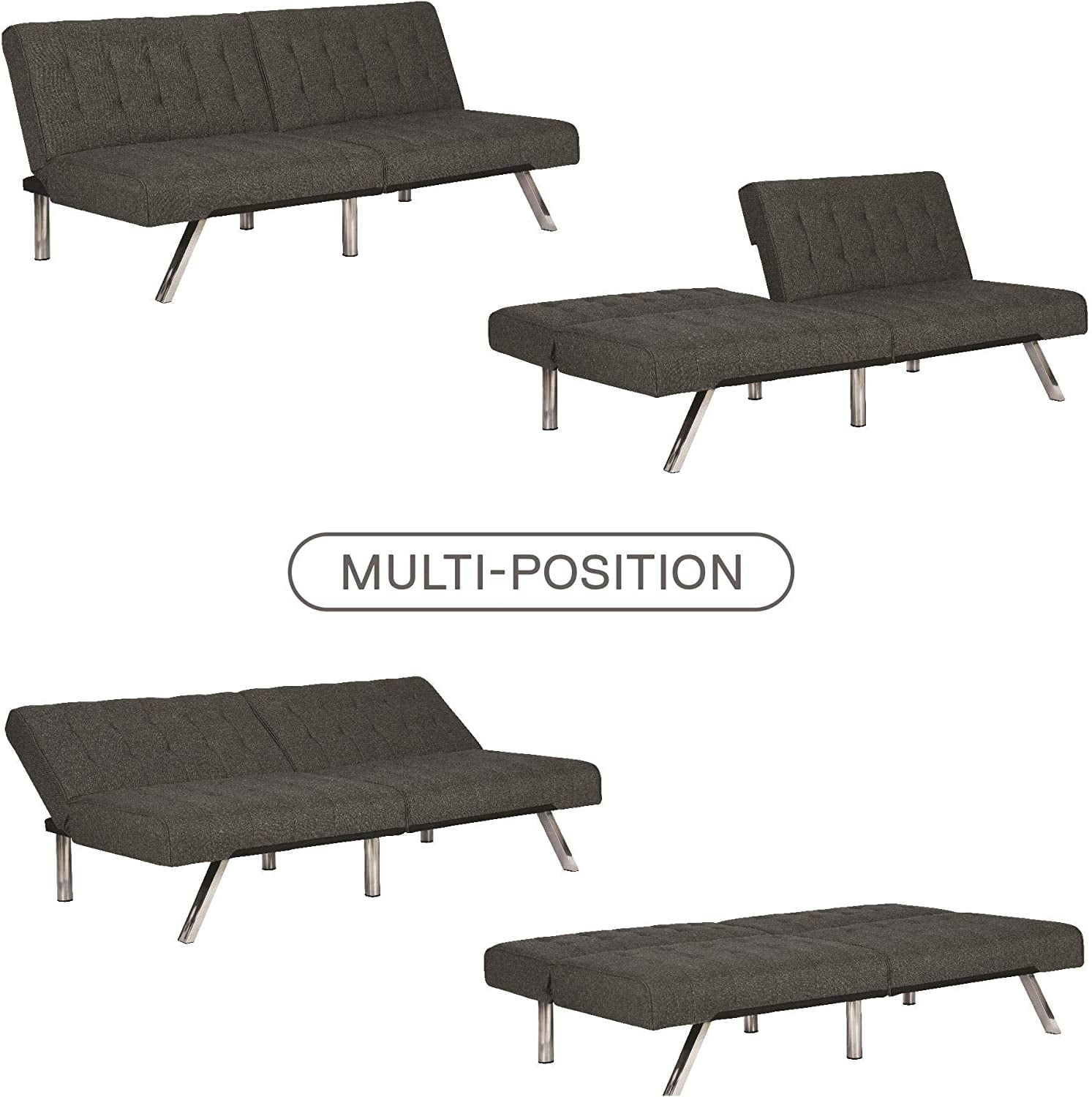 Dhp Emily Futon Sofa Bed Modern Convertible Couch With Chrome Legs Baci Living Room