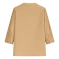 thumbnail image 4 of Hilenly Womens 3/4 Length Sleeve T Shirt Cotton Linen Shirts Asymmetrical Neck Tops Blouses, 4 of 8