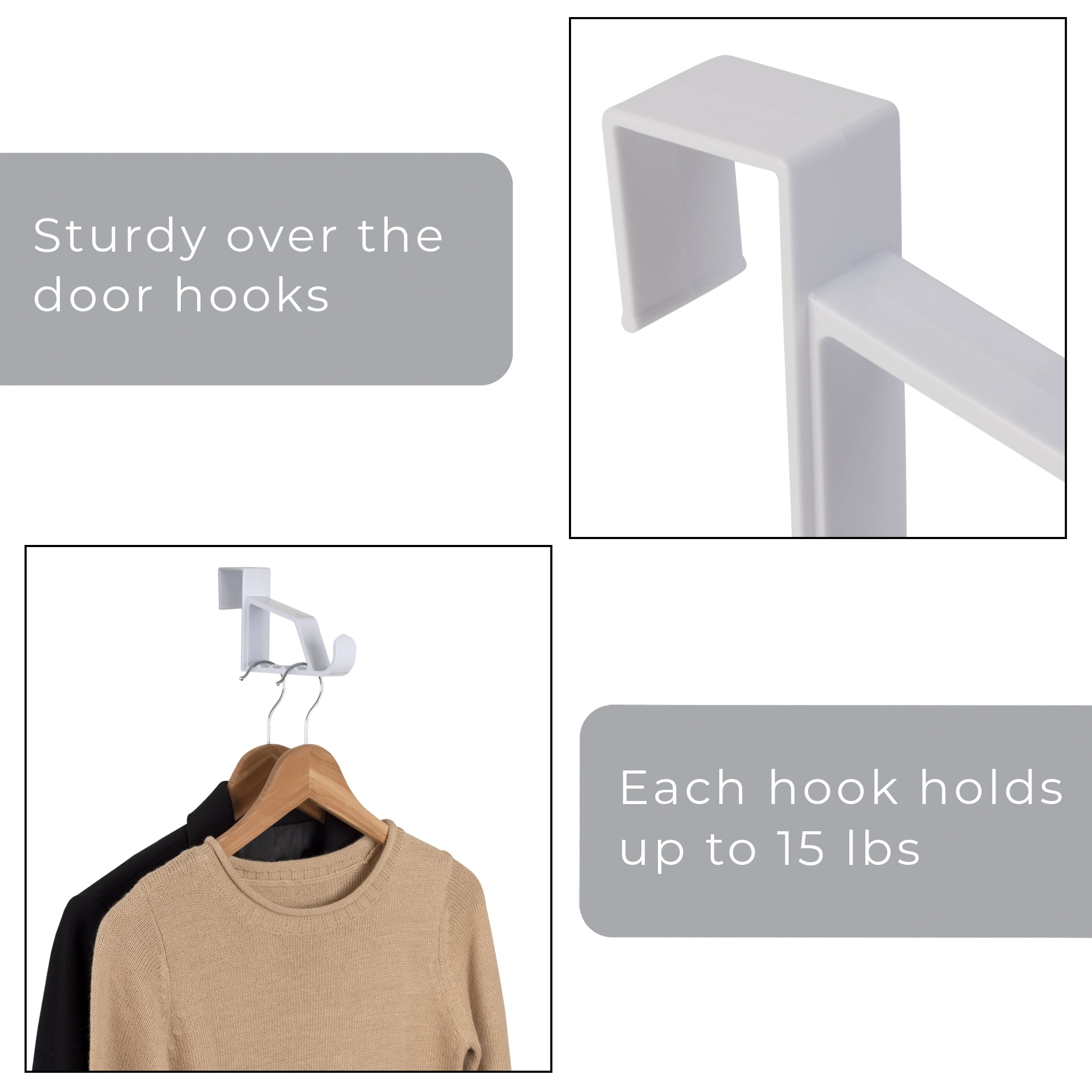 Mainstays Over-the-Door Hanging Organizer, White, 4 Count