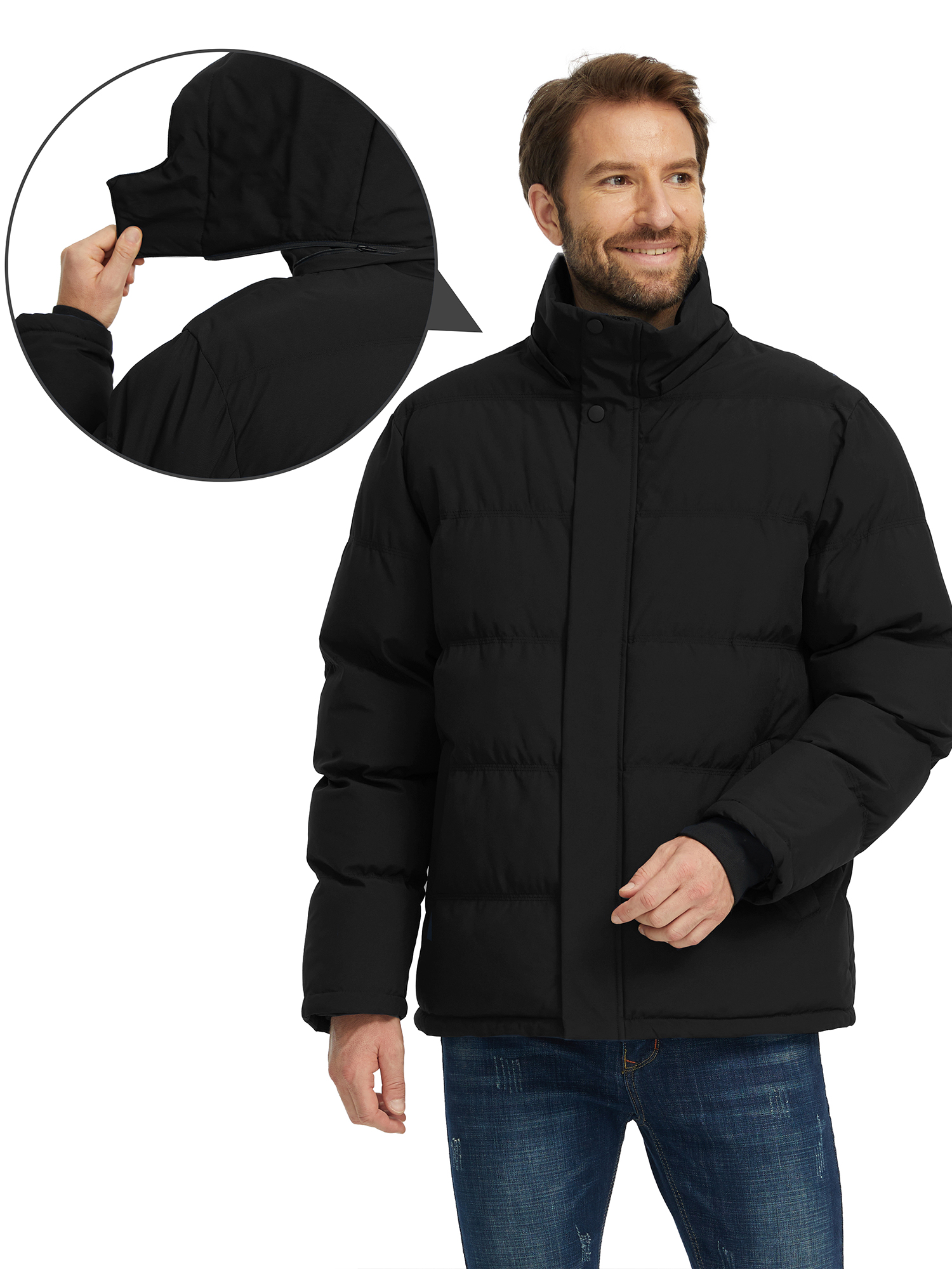 Wantdo Men's Heavyweight Puffer Jacket, Black photo 3