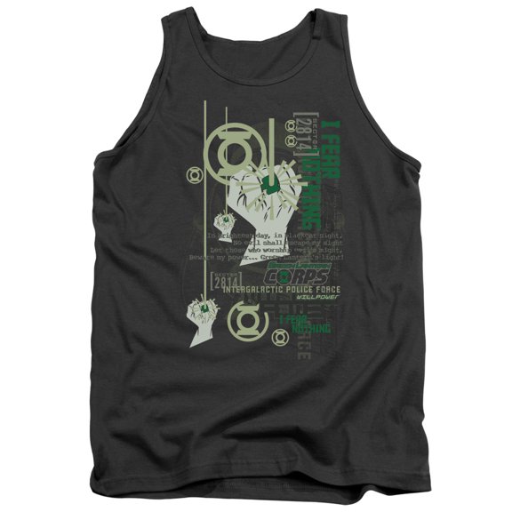 Green Lantern Core Strength Adult Tank Top Charcoal