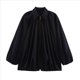 thumbnail image 3 of Chaqueta Abullonada para Mujer, Casual, con Mangas de Murciélago, Cuello Solapa, Cremallera, Chaquetas Urbanas Plisadas de Gran Tamaño Negro S, 3 of 10