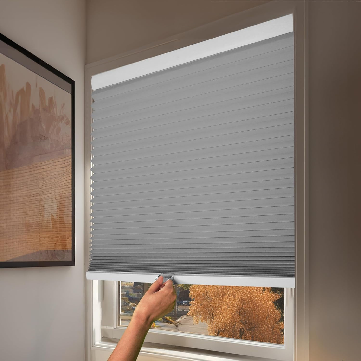 Chicology Grey Cordless Blackout Cellular Shades 60.5 in. W x 48 in. L