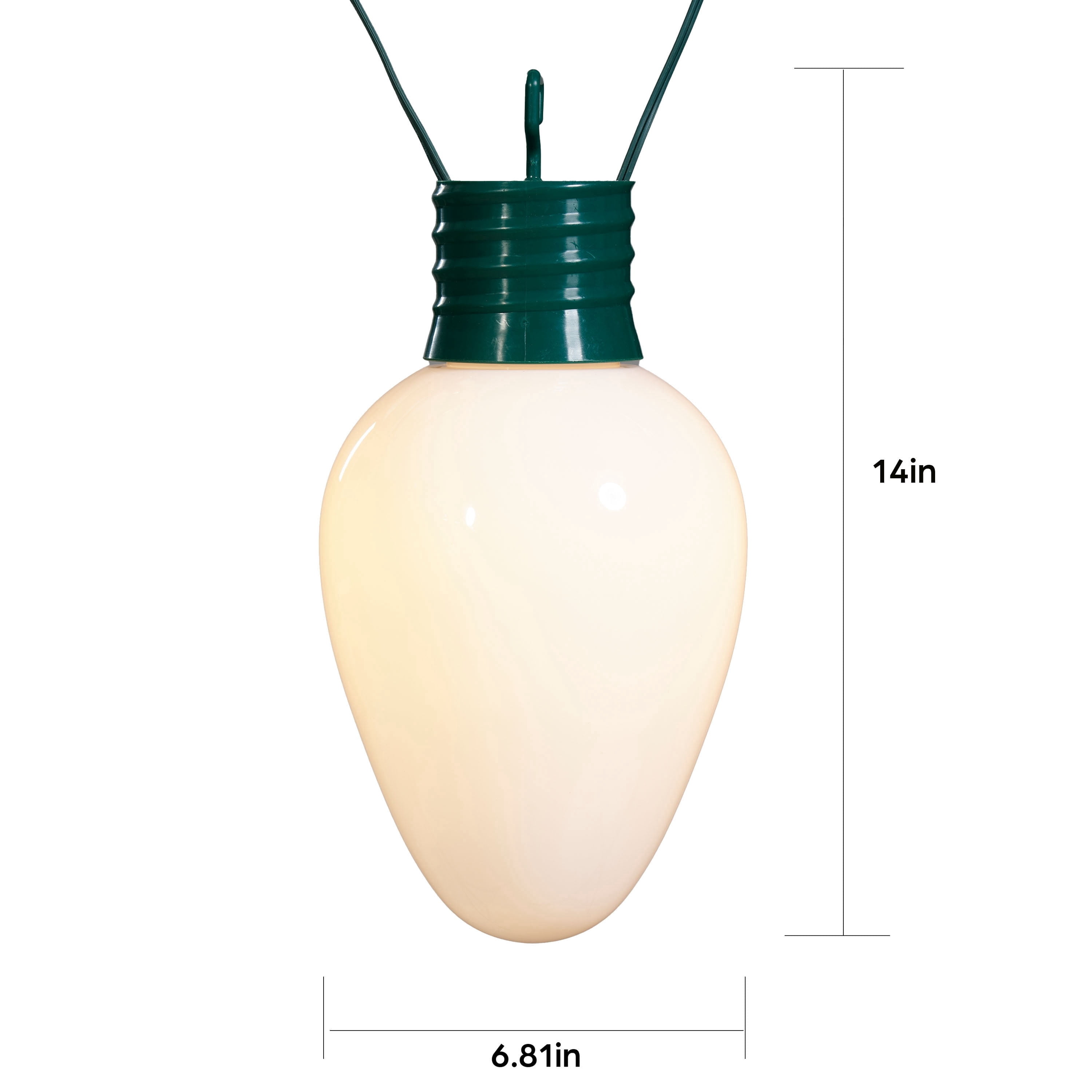 Indoor/Outdoor LED Giant Hanging C9 Bulb Christmas Light, Ceramic White, 14", by Holiday Time