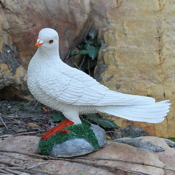 1pcs Simulation Resin Pigeon Ornament, Fake Pigeon Artificial Animal Model Bird Statue for Lawn Garden Ornament Miniature Decoration,Style 4