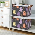 thumbnail image 2 of Yayeee Foldable Storage Basket for Shelves with Handles Waterproof Cloth Bins, Yellow Halloween Ghosts, 2 of 7