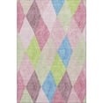 thumbnail image 4 of HomeRoots 676224 10 x 14 ft. Pink Lime Green & Blue Geometric Washable Machine Made Rectangle Area Rug with UV Protection, 4 of 9