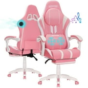 Hoffree Gaming Chair with Bluetooth Speakers Big and Tall Gamer Chair with Footrest and Massage Game Chair with Lumbar Support and 360-Swivel Seat and Headrest for Adults, 400lbs