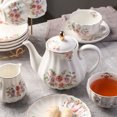 thumbnail image 3 of SWEEJAR Porcelain Tea Sets British Royal Seriesm, Coffee Cups& Saucer with Teapot Sugar Bowl Cream Pitcher Teaspoons and Tea Strainer,Suitable for High Tea, Wedding, Party , Rose Flower, 3 of 6
