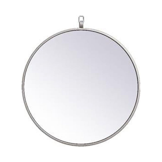 Elegant Decor MR4718S 18 in. Metal Frame Round Mirror with Decorative Hook, Silver