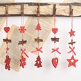 thumbnail image 5 of 5 piezas Navidad nuevo estilo punto rojo colgante de madera cinco estrellas árbol de Navidad colgante creativo Bowknot amor colgante, 5 of 5
