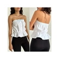 thumbnail image 2 of Suagox Women Tube Tops Lace Trim Tie-Up Buttons Strapless Tops Tank Tops Summer Backless Bandeau Shirts, 2 of 10