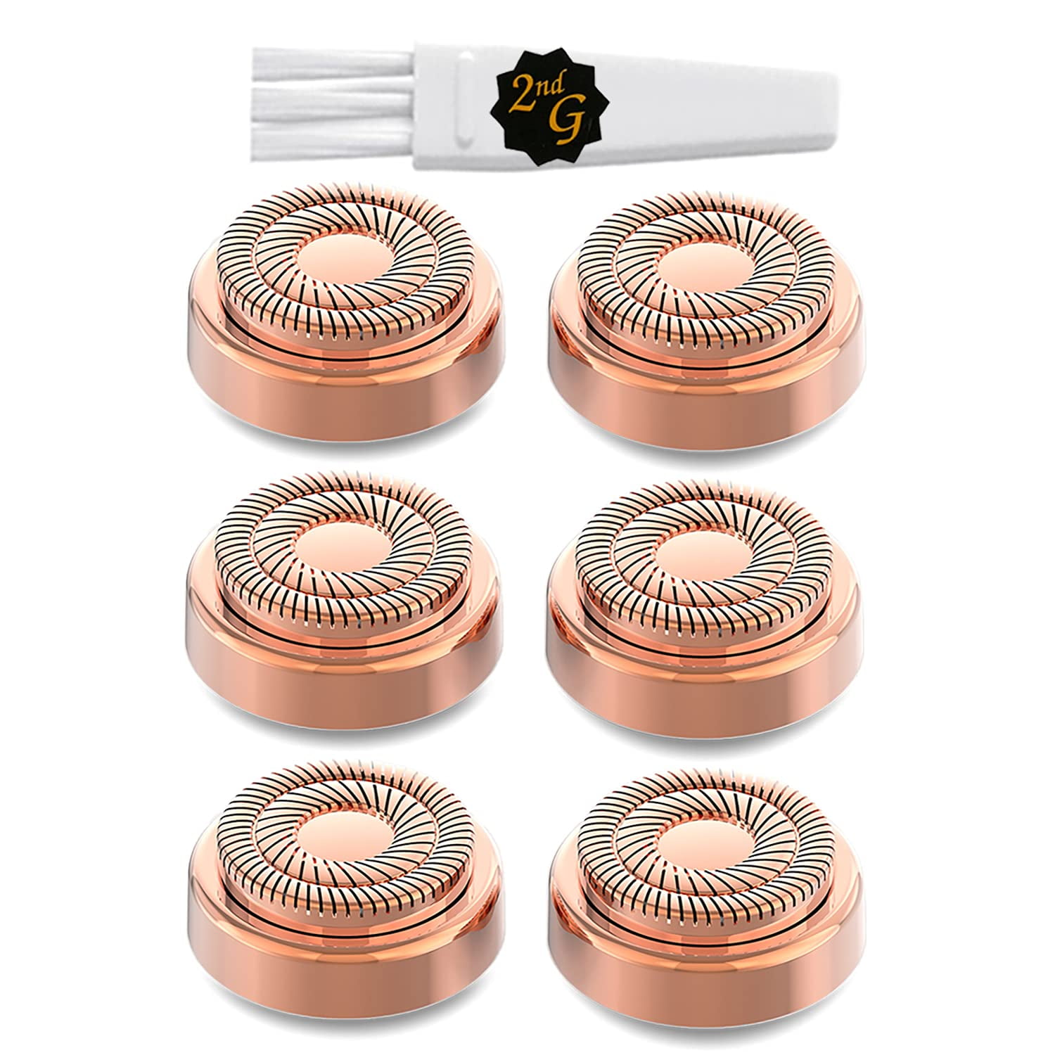 Replacement Heads For Flawless Facial Hair Remover Gen 2,Double Halo  Replacement Blades For Flawless Good Finishing and Soft Touch, 18K Rose Gold  6 Count 