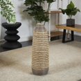 thumbnail image 2 of DecMode 24" Handmade Braided Brown Seagrass Vase with Layered Gray Paneling, 2 of 8