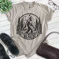 thumbnail image 2 of Introvert Bigfoot T-shirt, Unisex Women's Men's Tee, Funny Bigfoot Sasquatch Yeti Introvert Outdoors, Light Silk Gray, X-Large, 2 of 6