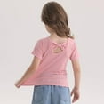 thumbnail image 4 of WhouRiu Little Girls Tshirts Back Bow Short Sleeve Tee Clothes Kids Loose Breathable Comfy Tops Pink,Sizes 5-6, 4 of 5