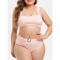 thumbnail image 1 of Anillo acanalado de textura más el tamaño de traje de baño bikini Rosegal Camisetas sin mangas de talla grande, 1 of 5