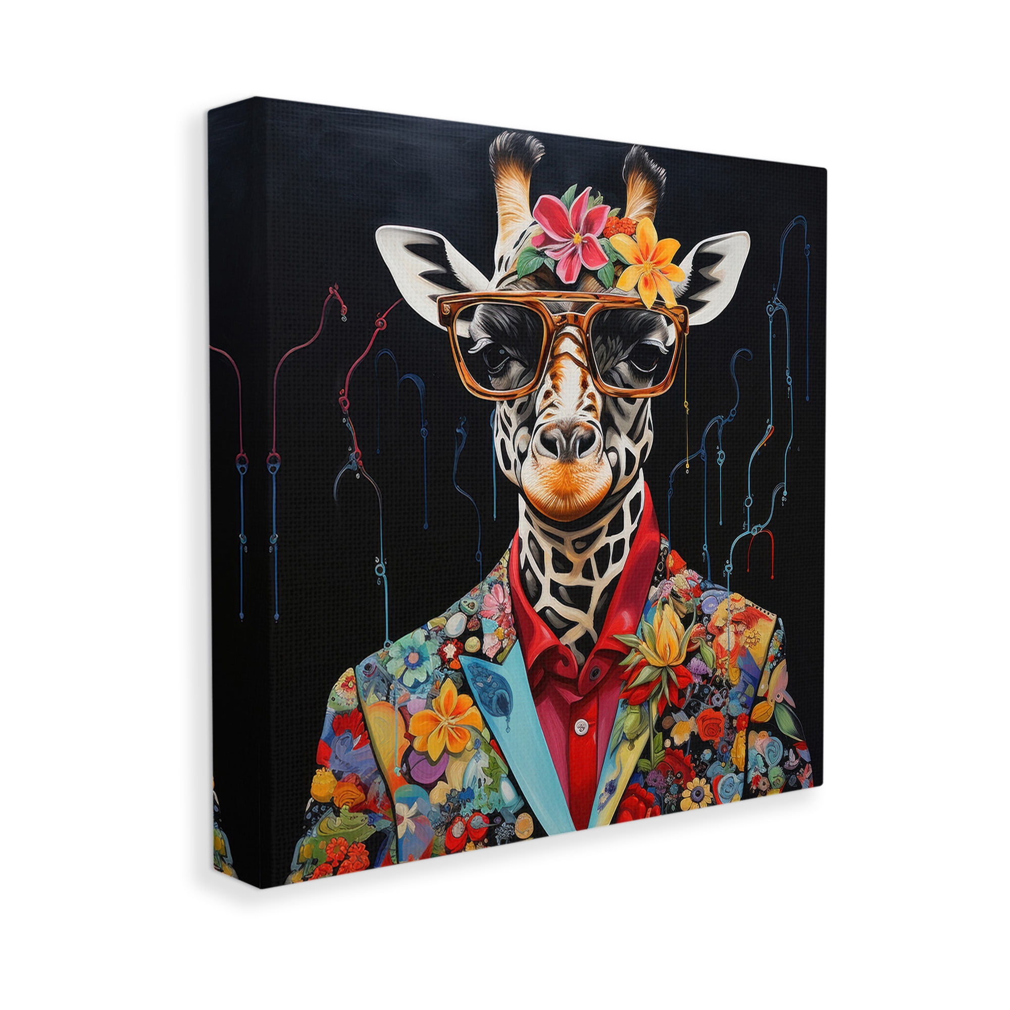 Stupell Industries Giraffe in Floral Suit Animals & Insects Painting Gallery Wrapped Canvas Art Print Wall Art, 30 x 30
