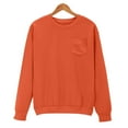 thumbnail image 5 of Womens Long Sleeve Crop Sweatshirt with Chest Pocket Comfy Loose Crewneck Plain Pullover Fall Winter Tops (XL, Orange), 5 of 5