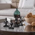 thumbnail image 4 of Lote de 4 estatuas de meditación y yoga, figuras de cerámica, decoración de figuras de yoga, color negro, que son hermosas y son una excelente decoración para el hogar., 4 of 5