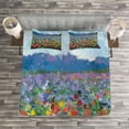 thumbnail image 3 of Ambesonne Art Quilted Bedspread Set 3 Pcs, Rural Landscape Tulip, King Size, Multicolor, 3 of 3