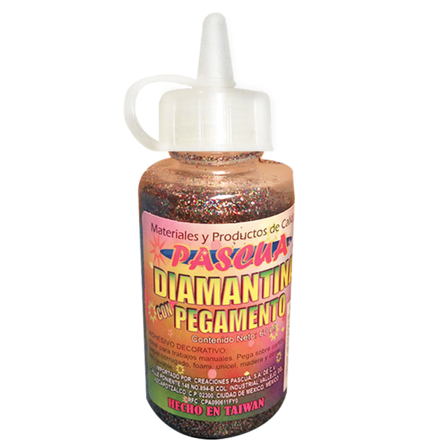 Pegamento Glitter con diamantina PASCUA purpurina 60ML para manualidad, escolar y album de Recortes Tarjeta