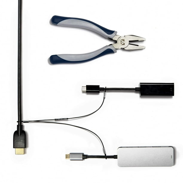 TetherTies Kit de correas de cable con adaptador múltiple - Cable de sujeción de alambre de acero inoxidable recubierto de nailon - Fácil instalación - Adaptadores de correas de control remoto seguros