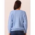 thumbnail image 4 of DARING DIVA V Neck Long Sleeve Sweater Casual Loose Chunky Pullover S Blue, 4 of 5