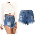 thumbnail image 2 of Timegard Denim Shorts for Women Plus Size High Waisted Ripped Hole Streetwear Summer Jean Shorts Stretch, 2 of 6