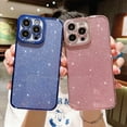 thumbnail image 5 of Compatible for iPhone 14 Pro Max Luxury Glitter Plating Clear Case, Cute Bling Sparkly Shiny Case for Women Girls Soft TPU Shockproof Camera Protective Back Cover Electroplated Case - Blue, 5 of 11