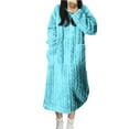 thumbnail image 2 of Maplenight Flannel Nightgowns for Women Fuzzy Fleece Cozy Plush Long Nightgown Thermal Winter Pullover Loungewear Sleepdress Crew Neck Nightdress with Pockets, 2 of 5